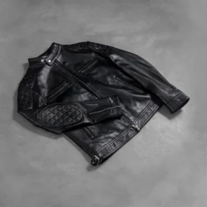 Gatsby Black Leather Biker Jacket - Image 7
