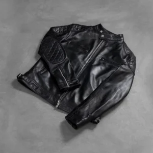 Gatsby Black Leather Biker Jacket - Image 6
