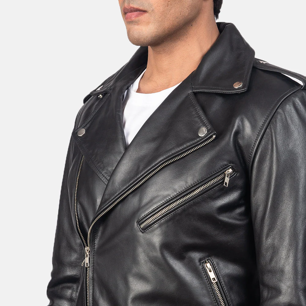 Allaric Alley Black Leather Biker Jacket - Image 6