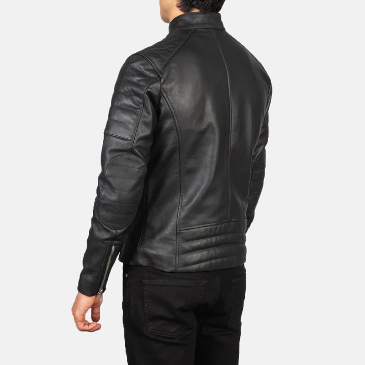 Faisor Black Leather Biker Jacket - Image 3