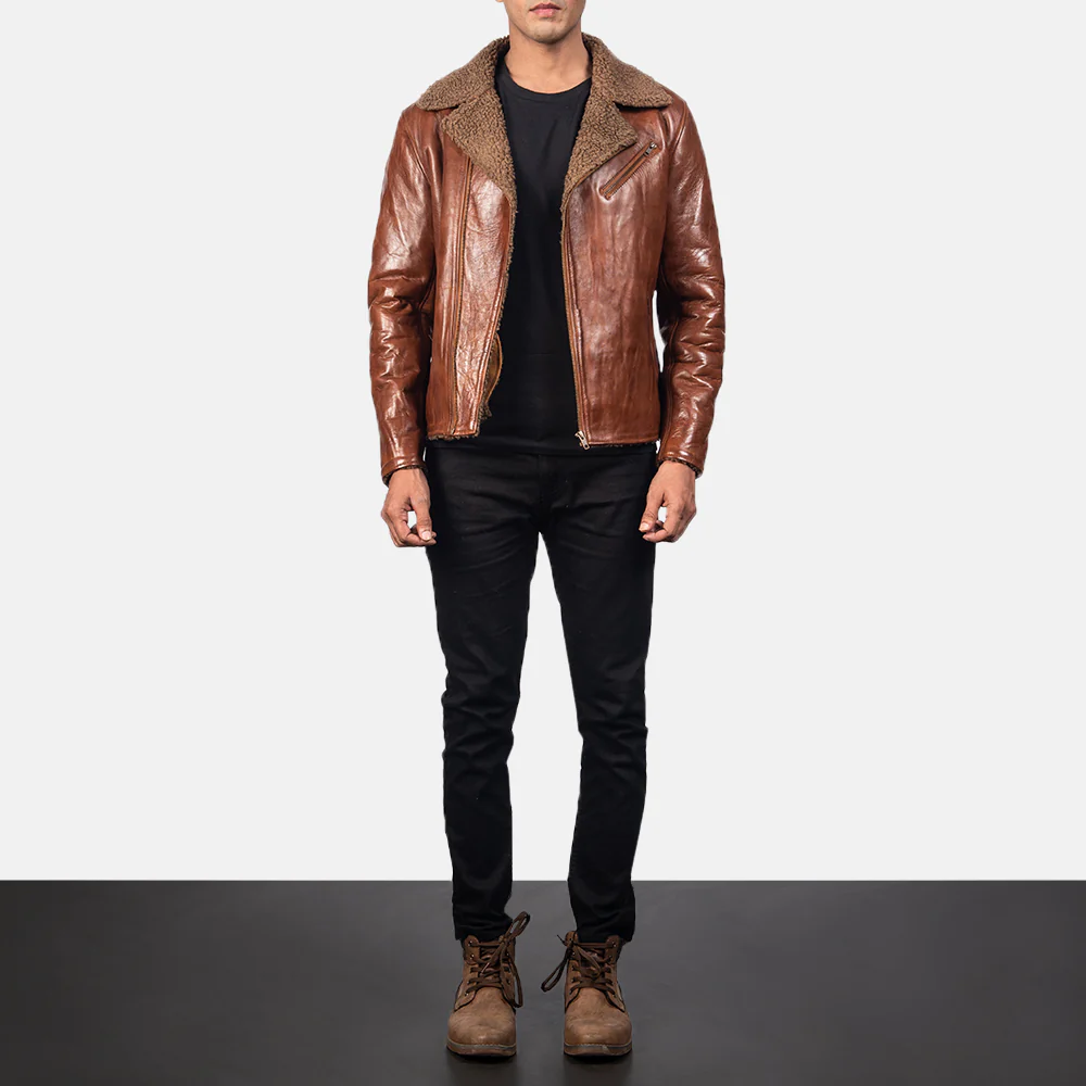 Alberto Shearling Brown Leather Jacket - Image 4
