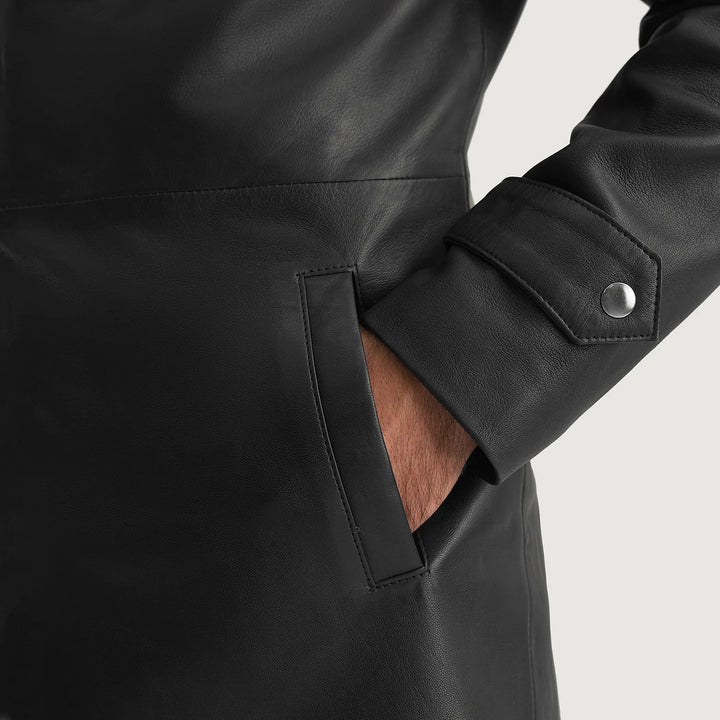 Infinity Black Leather Coat - Image 2