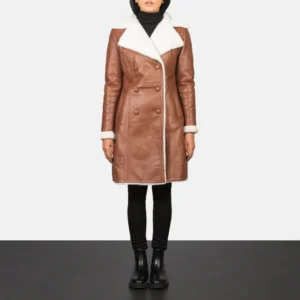 Amie Brown Double Breasted Shearling Coat