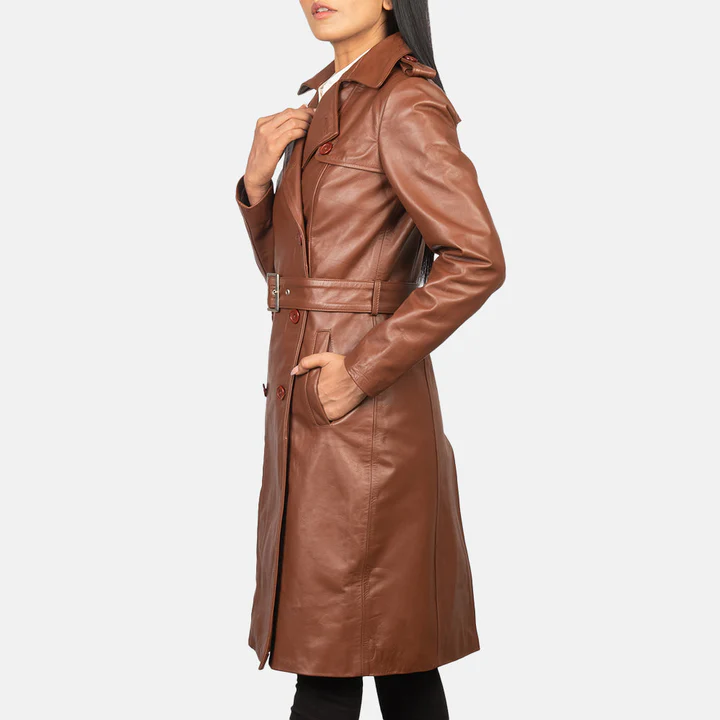 Alice Brown Double Breasted Leather Coat - Image 3