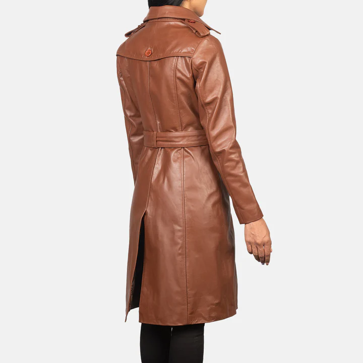 Alice Brown Double Breasted Leather Coat - Image 6