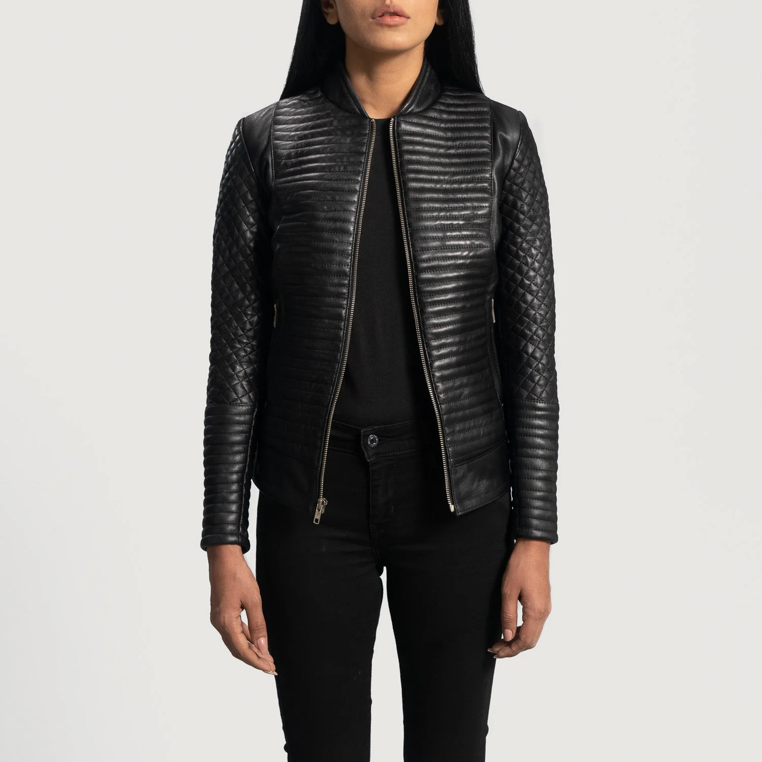 Cityscape Black Leather Biker Jacket - Image 5