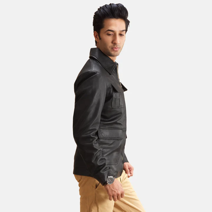Raven Black Leather Jacket - Image 6