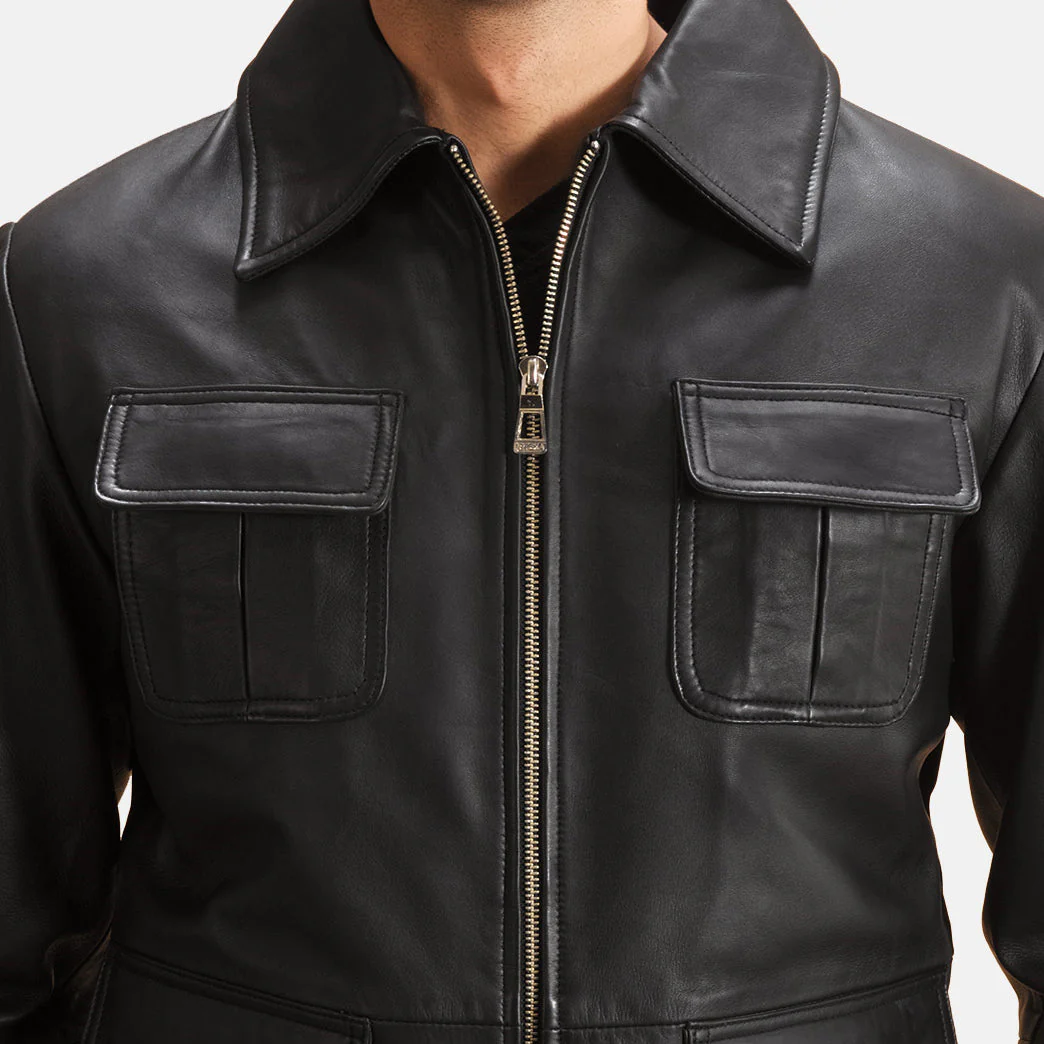 Raven Black Leather Jacket - Image 5