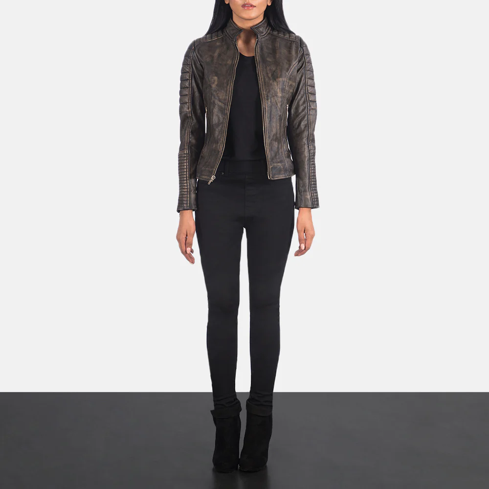 Adalyn Quilted Black Leather Biker Jacket - Image 3