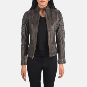 Adalyn Quilted Black Leather Biker Jacket