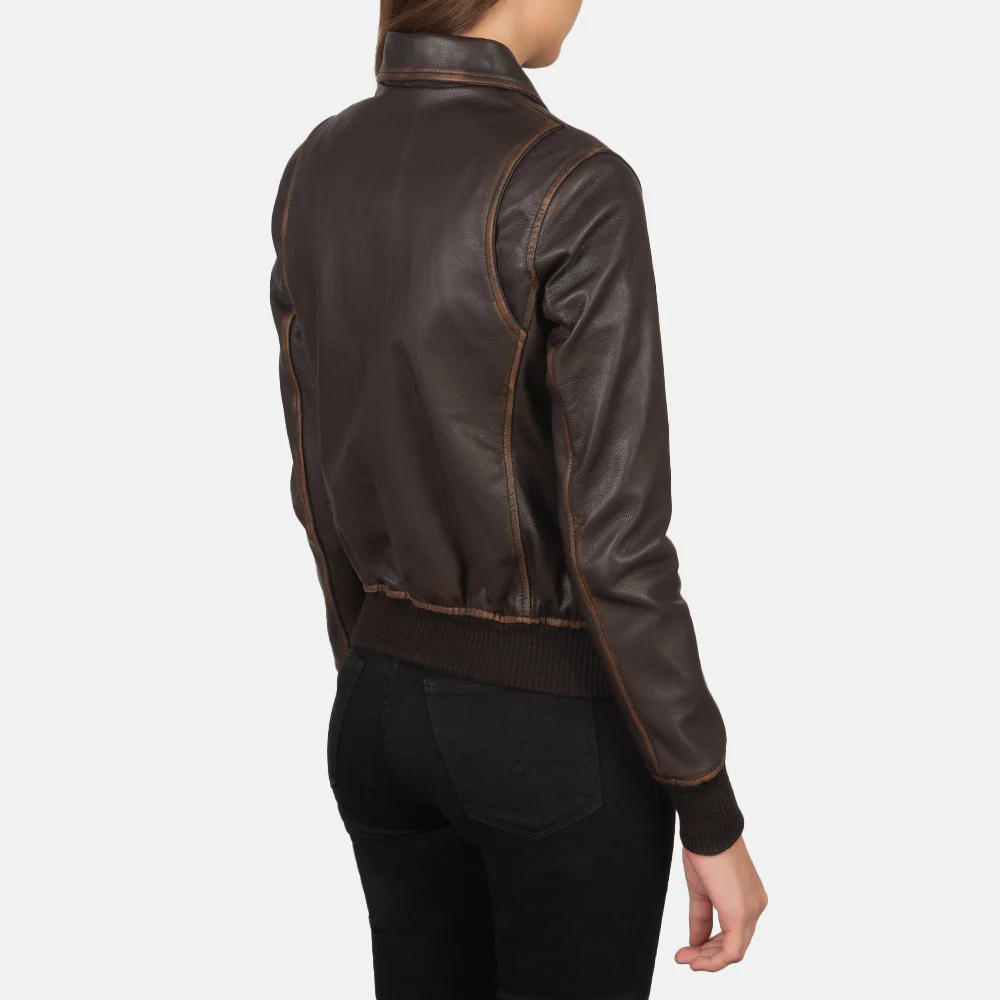 Westa A-2 Brown Leather Bomber Jacket - Image 3
