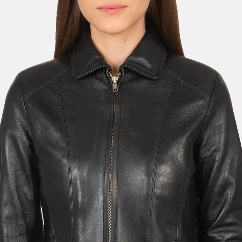 Colette Black Leather Jacket - Image 3