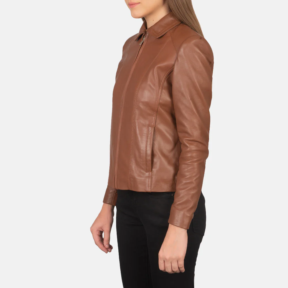 Colette Brown Leather Jacket - Image 6