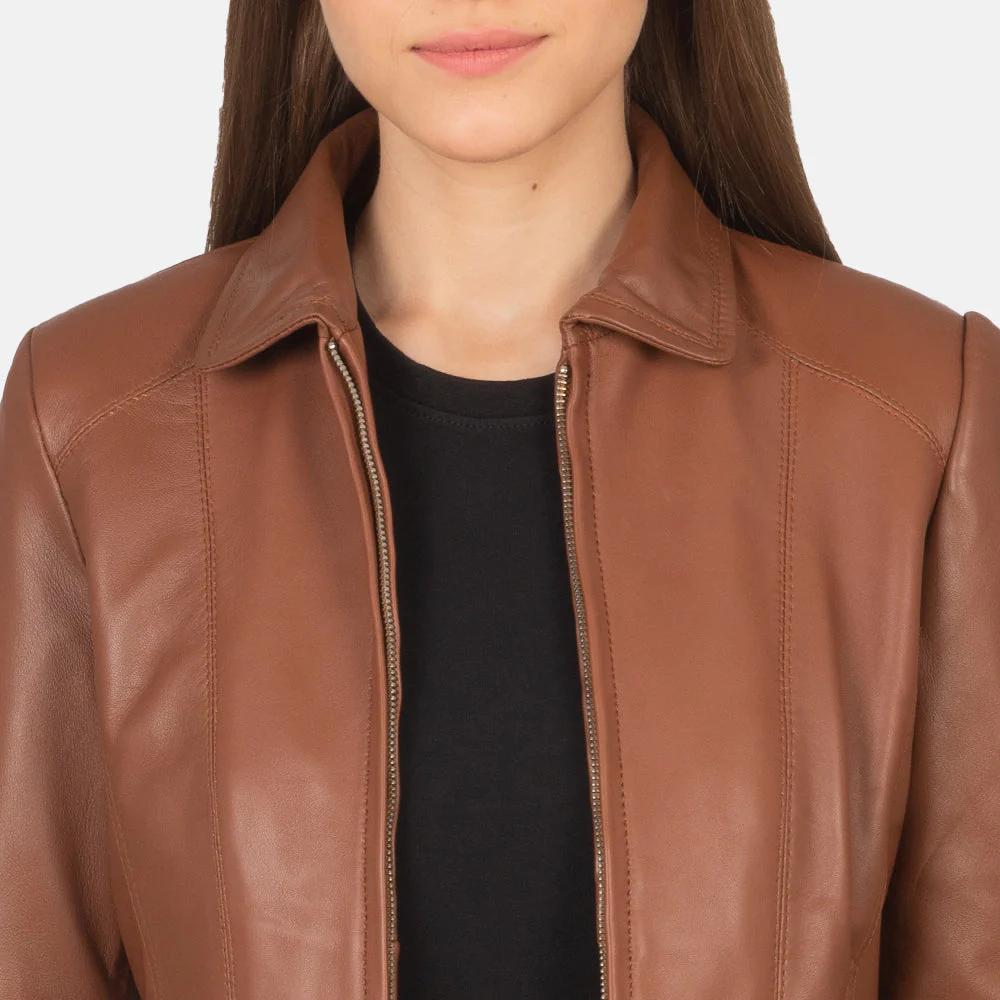 Colette Brown Leather Jacket - Image 2